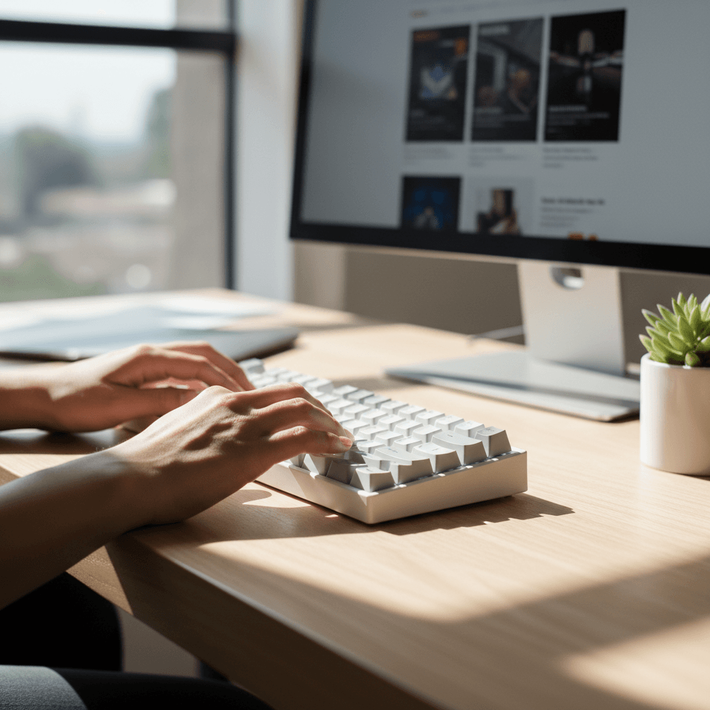 Designer working on newsletter layout